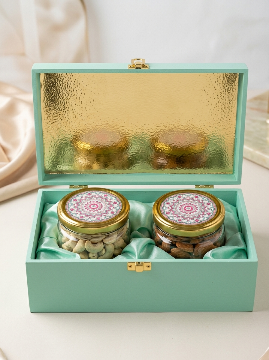 Mint Green & Gold Luxury Dry Fruit Gift